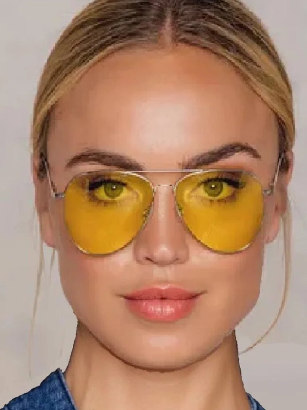 Unisex Ultraviolet Driving Yellow Aviator Sunglasses